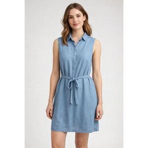 Banana Republic Blue Sleeveless Tie Waist Shirt Dress Size 8